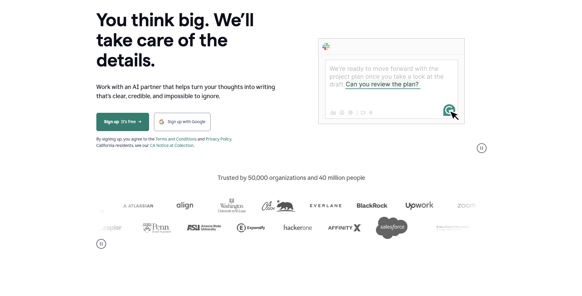 Grammarly suggesting tone and clarity improvements in a business email